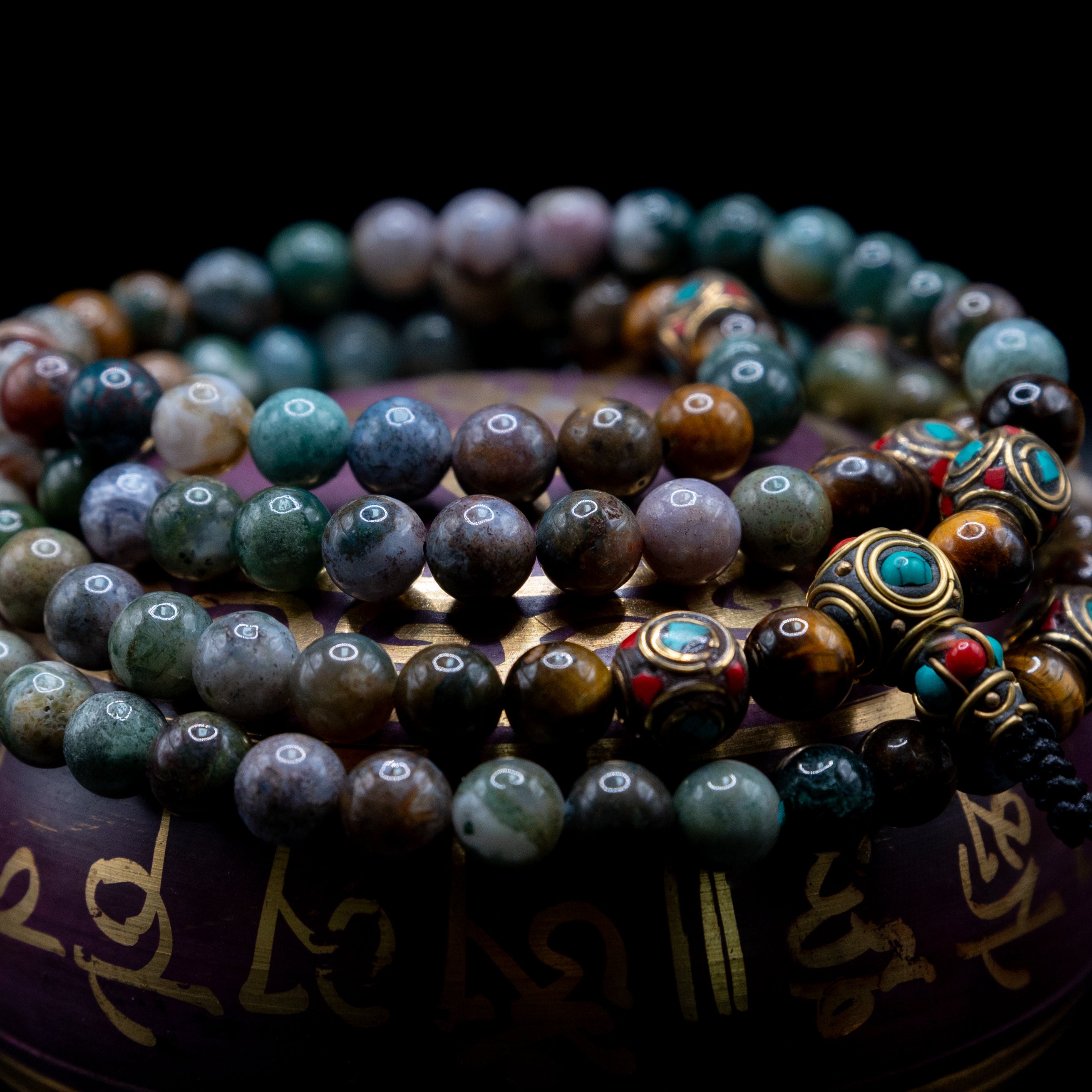 Moss Agate Wealth Mala